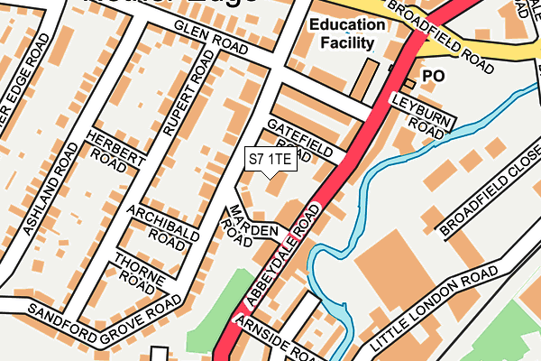 S7 1TE map - OS OpenMap – Local (Ordnance Survey)