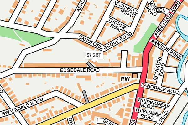 S7 2BT map - OS OpenMap – Local (Ordnance Survey)