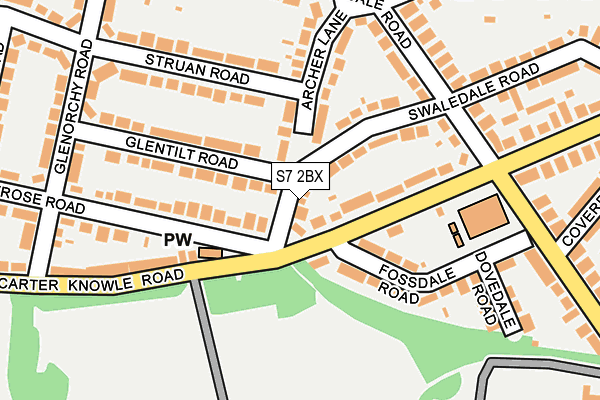 S7 2BX map - OS OpenMap – Local (Ordnance Survey)