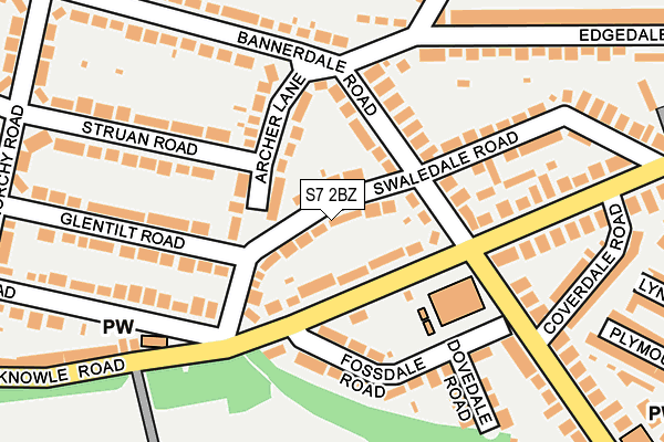 S7 2BZ map - OS OpenMap – Local (Ordnance Survey)