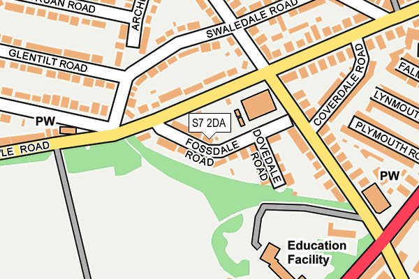 S7 2DA map - OS OpenMap – Local (Ordnance Survey)