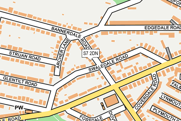 S7 2DN map - OS OpenMap – Local (Ordnance Survey)