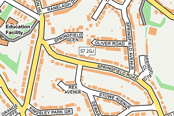 S7 2GJ map - OS OpenMap – Local (Ordnance Survey)