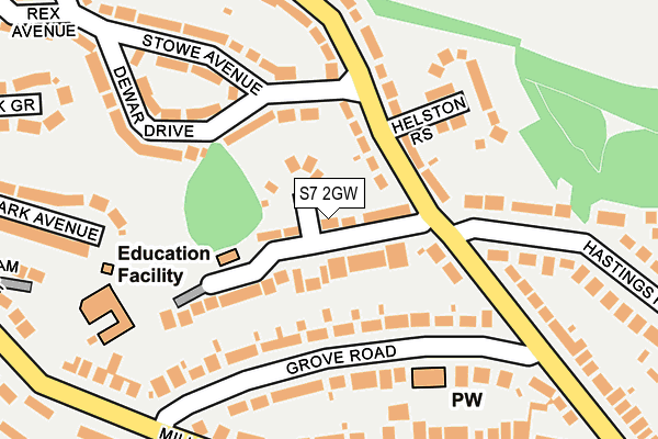 S7 2GW map - OS OpenMap – Local (Ordnance Survey)
