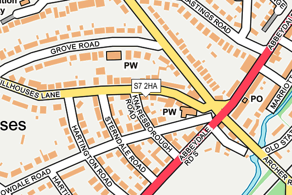 S7 2HA map - OS OpenMap – Local (Ordnance Survey)