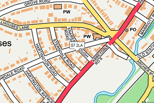 S7 2LA map - OS OpenMap – Local (Ordnance Survey)