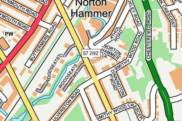 S7 2WZ map - OS OpenMap – Local (Ordnance Survey)