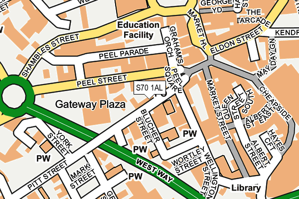 S70 1AL map - OS OpenMap – Local (Ordnance Survey)