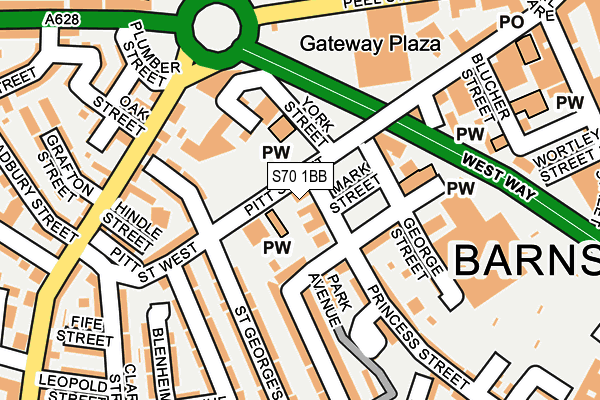 S70 1BB map - OS OpenMap – Local (Ordnance Survey)