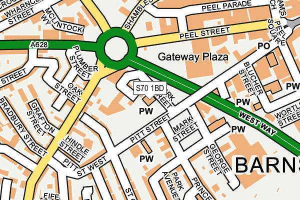 S70 1BD map - OS OpenMap – Local (Ordnance Survey)