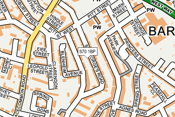 S70 1BP map - OS OpenMap – Local (Ordnance Survey)