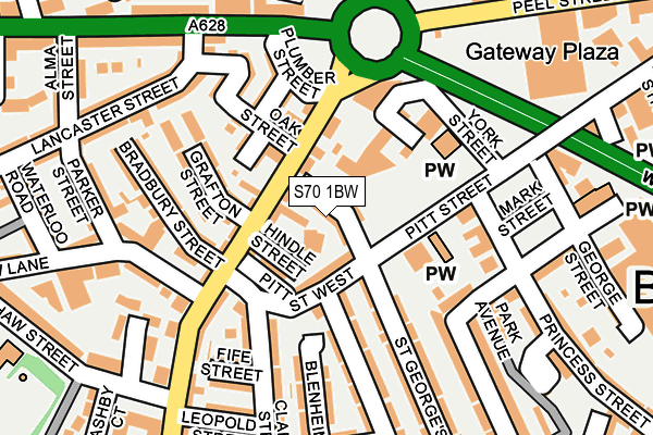 S70 1BW map - OS OpenMap – Local (Ordnance Survey)