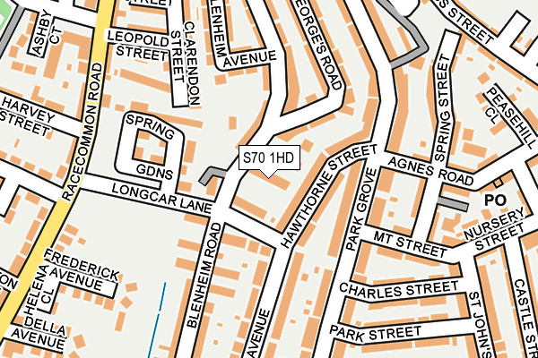 S70 1HD map - OS OpenMap – Local (Ordnance Survey)