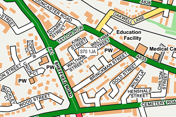 S70 1JA map - OS OpenMap – Local (Ordnance Survey)