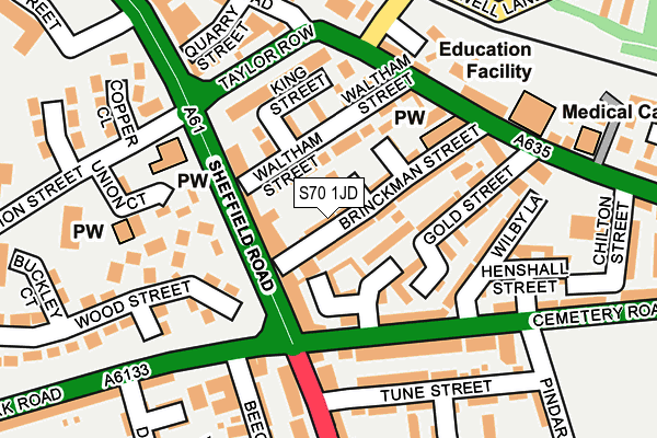 S70 1JD map - OS OpenMap – Local (Ordnance Survey)