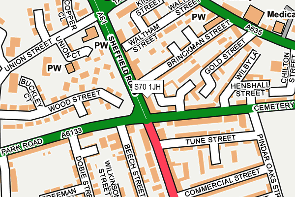 S70 1JH map - OS OpenMap – Local (Ordnance Survey)