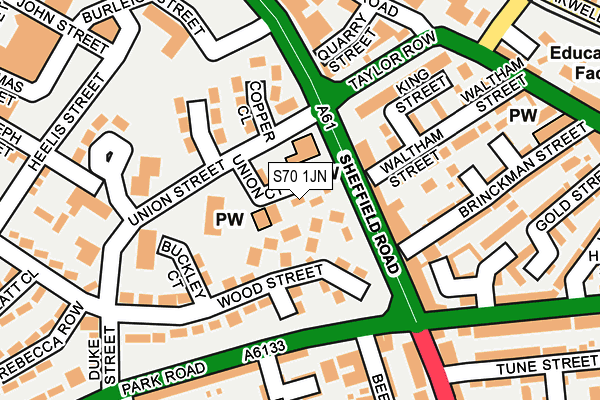 S70 1JN map - OS OpenMap – Local (Ordnance Survey)