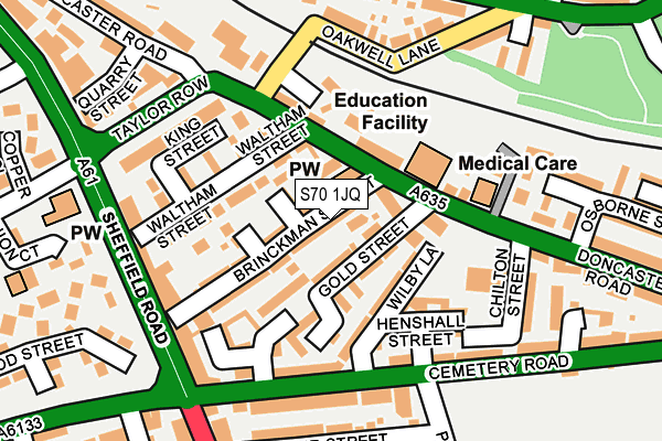 S70 1JQ map - OS OpenMap – Local (Ordnance Survey)