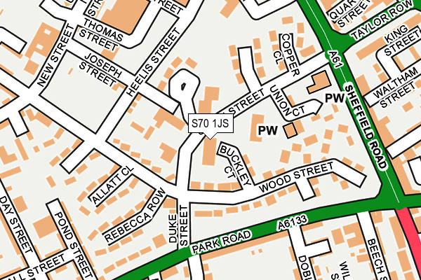 S70 1JS map - OS OpenMap – Local (Ordnance Survey)