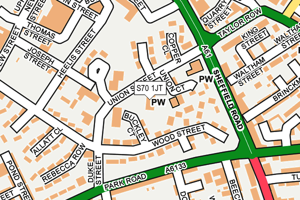S70 1JT map - OS OpenMap – Local (Ordnance Survey)
