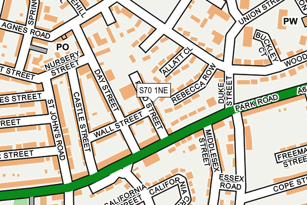 S70 1NE map - OS OpenMap – Local (Ordnance Survey)