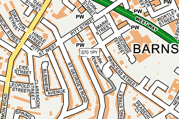 S70 1PY map - OS OpenMap – Local (Ordnance Survey)