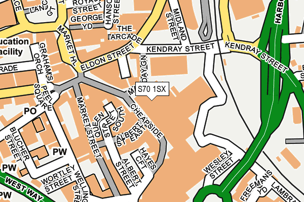 S70 1SX map - OS OpenMap – Local (Ordnance Survey)