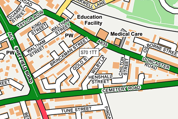 S70 1TT map - OS OpenMap – Local (Ordnance Survey)
