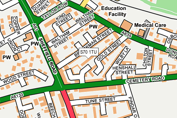 S70 1TU map - OS OpenMap – Local (Ordnance Survey)