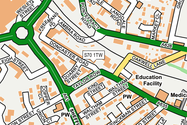 S70 1TW map - OS OpenMap – Local (Ordnance Survey)