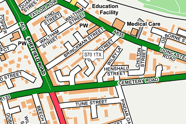 S70 1TX map - OS OpenMap – Local (Ordnance Survey)
