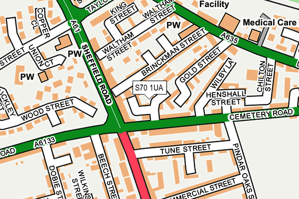 S70 1UA map - OS OpenMap – Local (Ordnance Survey)
