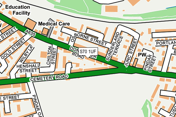 S70 1UF map - OS OpenMap – Local (Ordnance Survey)