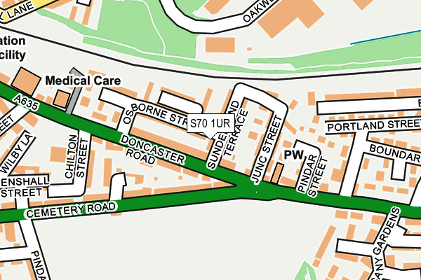 S70 1UR map - OS OpenMap – Local (Ordnance Survey)