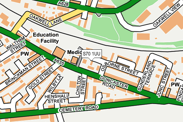 S70 1UU map - OS OpenMap – Local (Ordnance Survey)