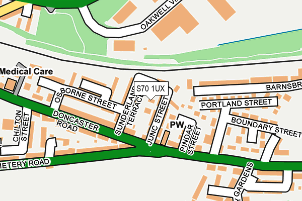 S70 1UX map - OS OpenMap – Local (Ordnance Survey)