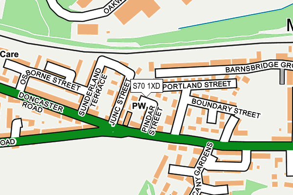 S70 1XD map - OS OpenMap – Local (Ordnance Survey)