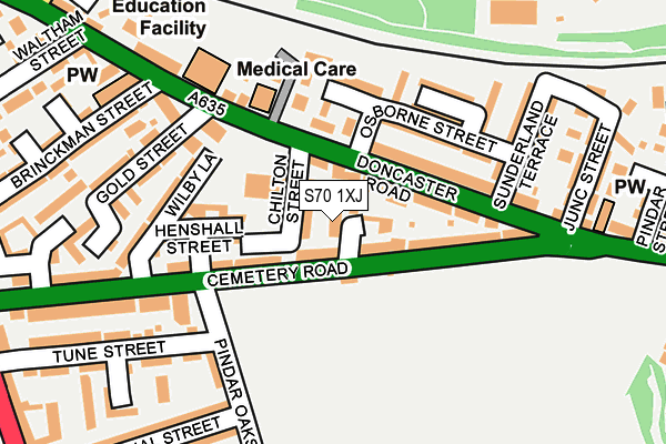 S70 1XJ map - OS OpenMap – Local (Ordnance Survey)