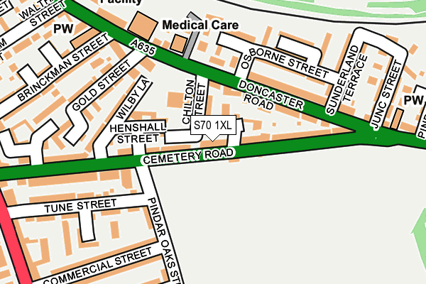 S70 1XL map - OS OpenMap – Local (Ordnance Survey)