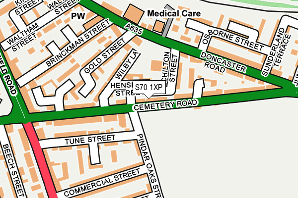 S70 1XP map - OS OpenMap – Local (Ordnance Survey)