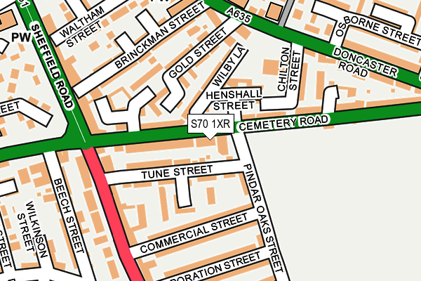 S70 1XR map - OS OpenMap – Local (Ordnance Survey)