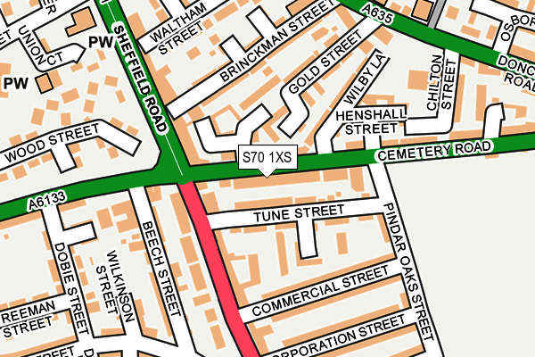 S70 1XS map - OS OpenMap – Local (Ordnance Survey)