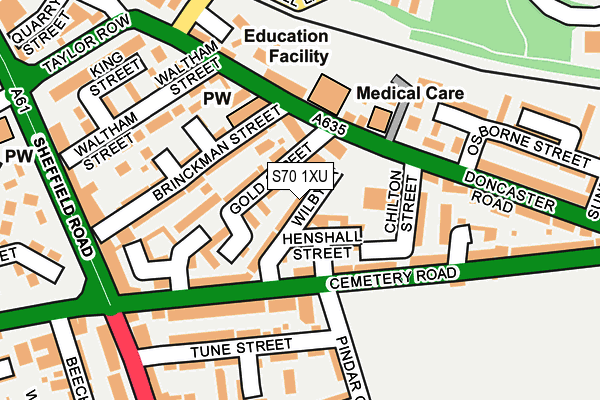 S70 1XU map - OS OpenMap – Local (Ordnance Survey)