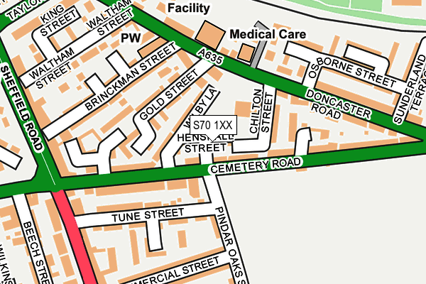 S70 1XX map - OS OpenMap – Local (Ordnance Survey)