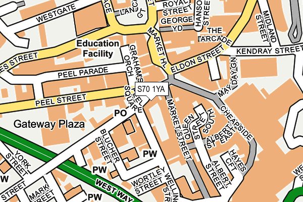 S70 1YA map - OS OpenMap – Local (Ordnance Survey)