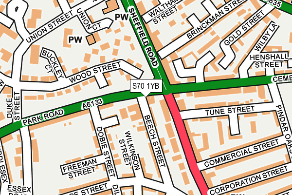 S70 1YB map - OS OpenMap – Local (Ordnance Survey)