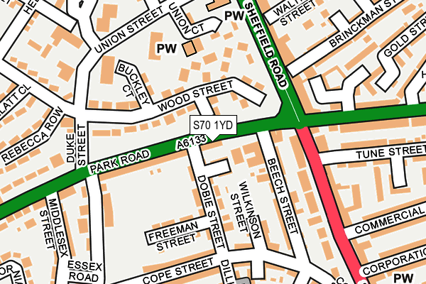 S70 1YD map - OS OpenMap – Local (Ordnance Survey)