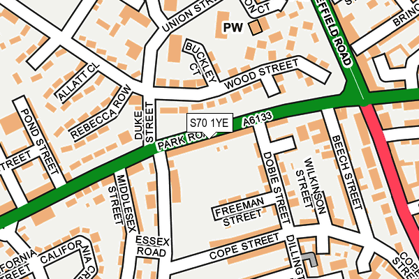 S70 1YE map - OS OpenMap – Local (Ordnance Survey)