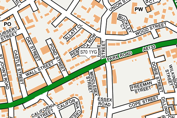 S70 1YG map - OS OpenMap – Local (Ordnance Survey)