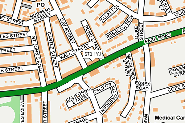 S70 1YJ map - OS OpenMap – Local (Ordnance Survey)